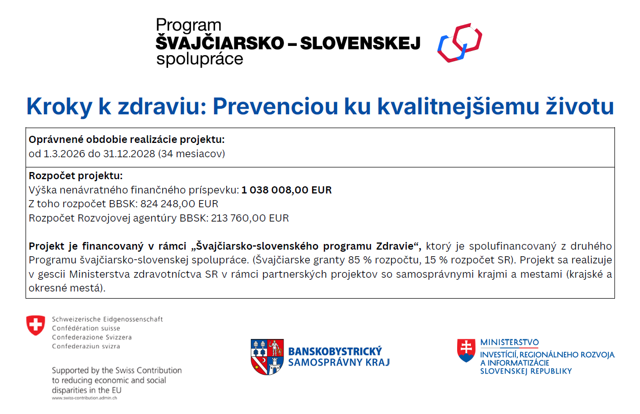 Plagát financovania projektu Kroky k zdraviu